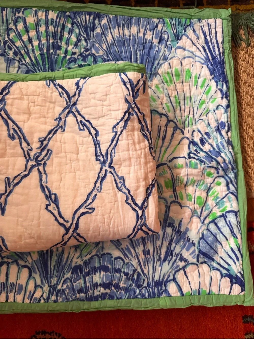 Lilly Pulitzer for pottery barn Oh Shello full/queen quilt with two std shams